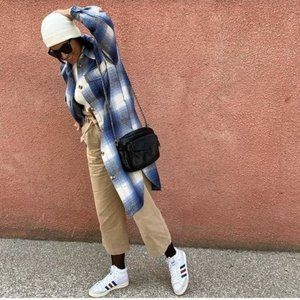 NWT HM Long Plaid Shirt Jacket Shacket sz M